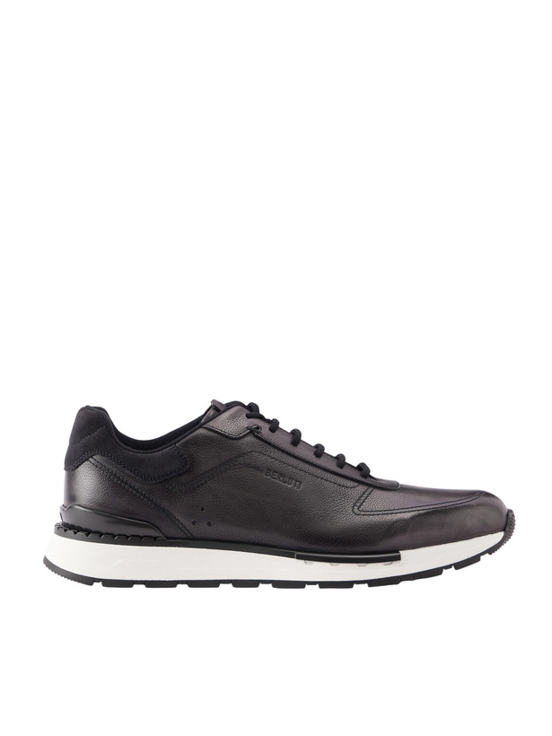 Photo: Berluti - Fast Track Suede-Trimmed Full-Grain Venezia Softy Leather Sneakers - Black