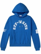 Off-White - Printed Cotton-Jersey Hoodie - Blue