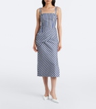 Carolina Herrera Striped draped cotton cocktail dress