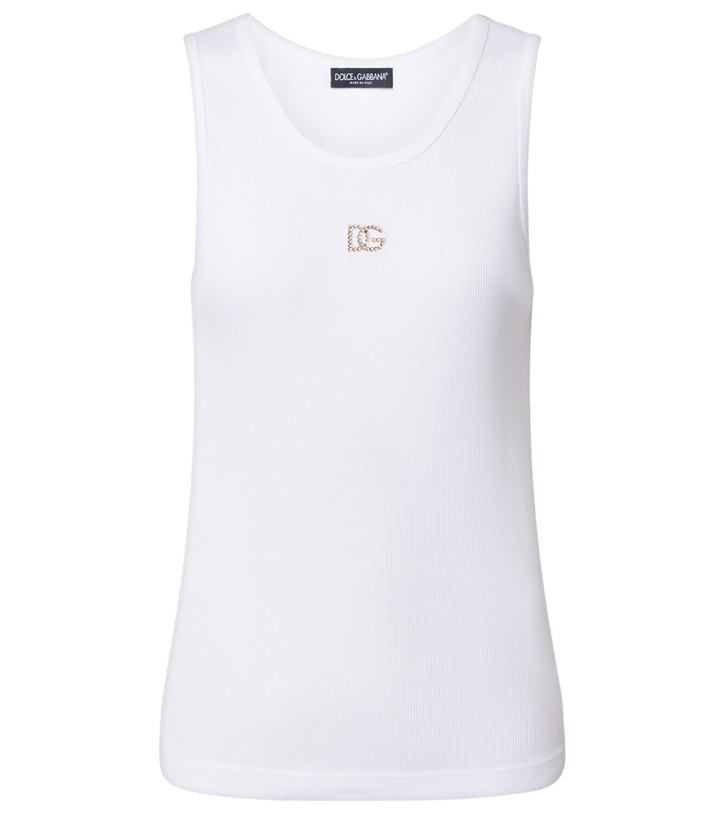 Photo: Dolce&Gabbana DG embellished ribbed-knit cotton tank top
