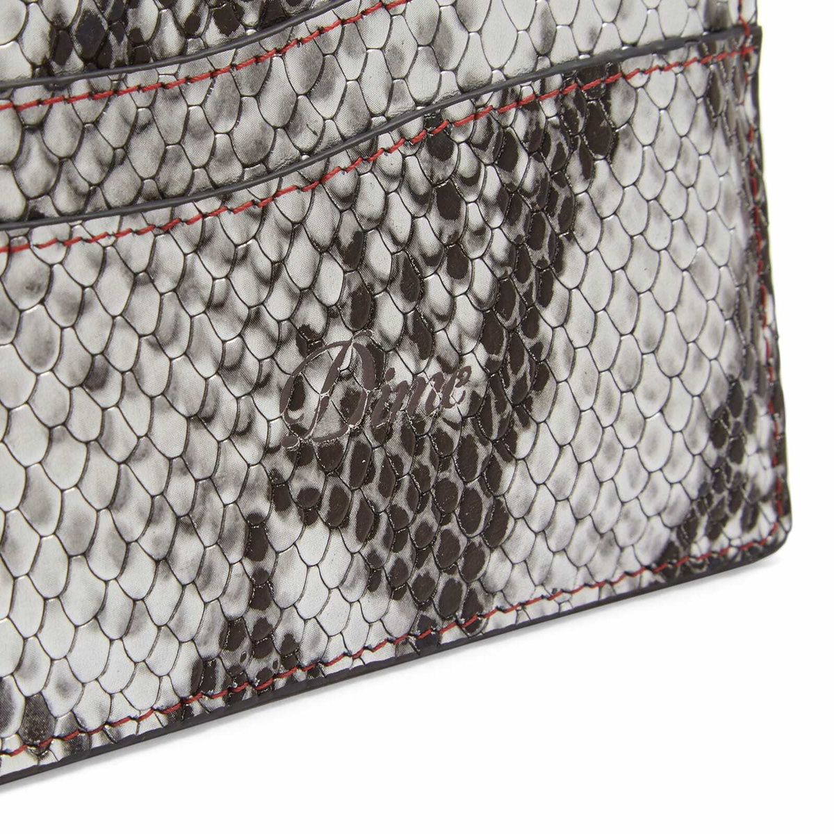 Dime Men's Embossed Leather Cardholder in Silver Snake 