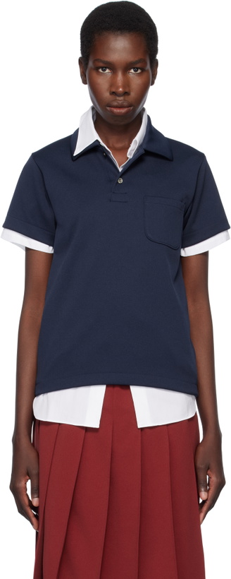 Photo: Comme des Garçons Girl Navy Polyester Jersey Polo