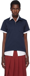 Comme des Garçons Girl Navy Polyester Jersey Polo