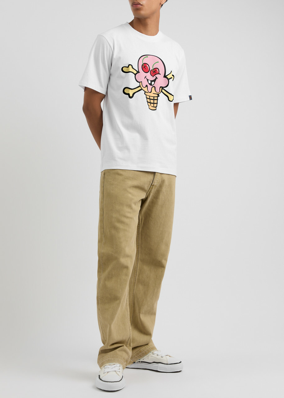 Icecream 関税込 コーンとランニングボーンズTシャツ Ice Cream Cones & Bones Cotton T-shirt White ICECREAM