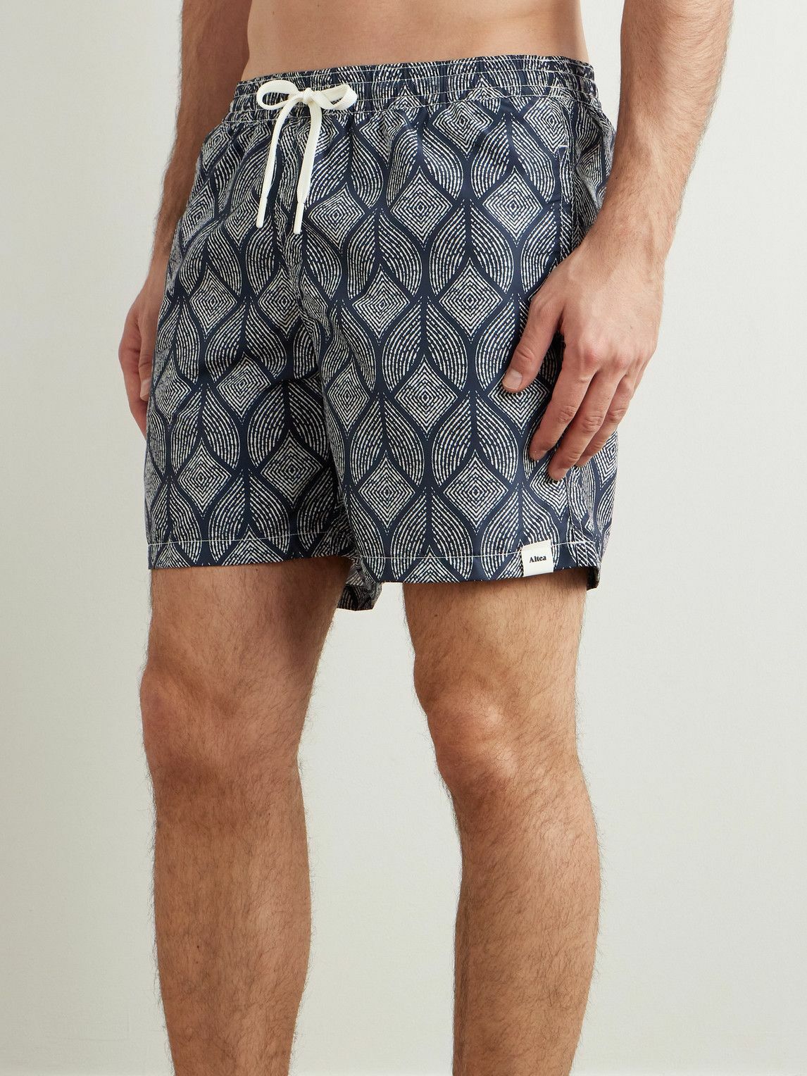 Altea - Straight-Leg Mid-Length Printed Swim Shorts - Blue