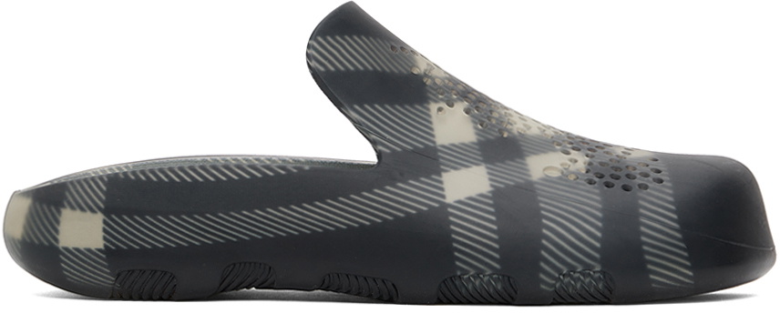 Burberry Gray Check Rubber Stingray Clogs