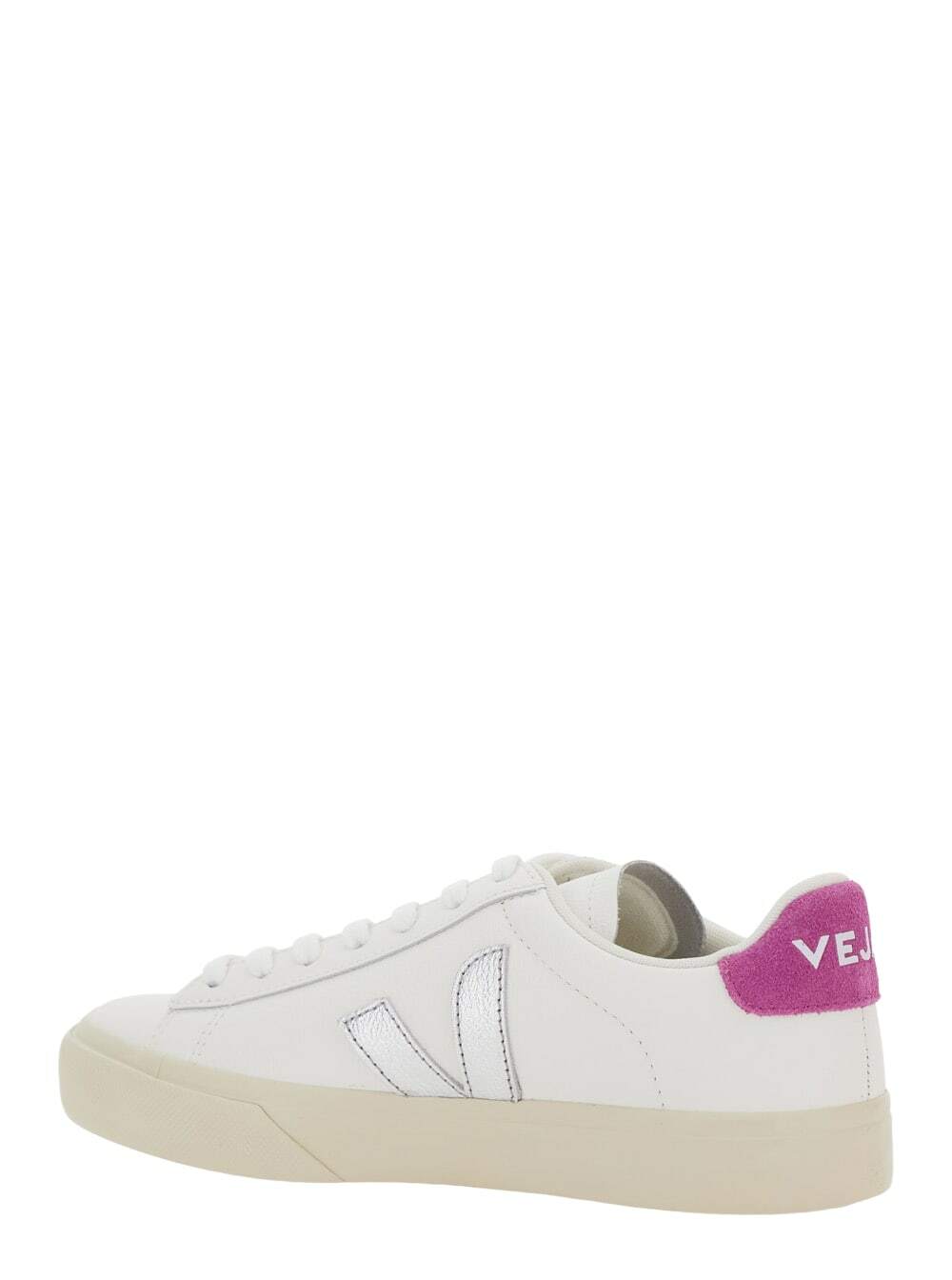 Veja campo White Low Top Sneakers With Contrasting Heel With Logo Lettering And Logo Patch On The Side In Leather Unisex