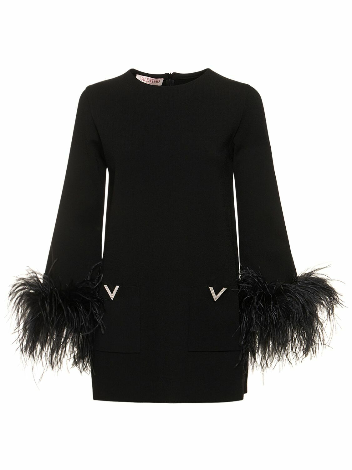VALENTINO - Stretch Cady Long Top W/feathers Valentino