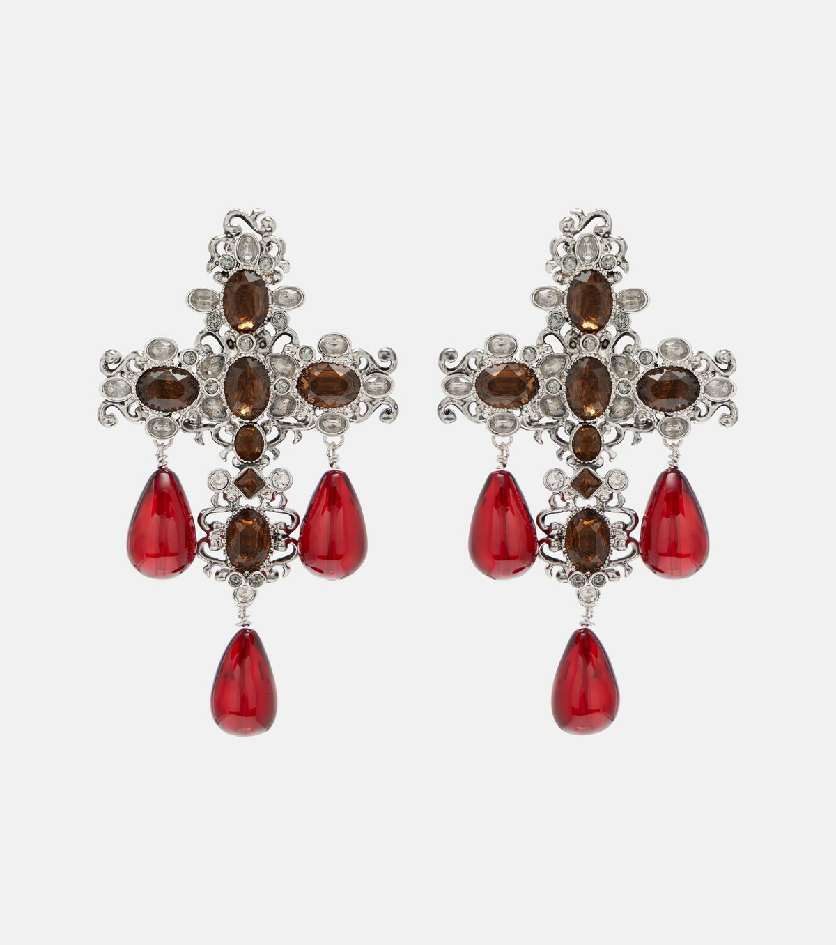 Saint Laurent Cross embellished clip-on earrings