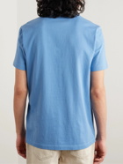 Moncler - Logo-Flocked Cotton-Jersey T-Shirt - Blue