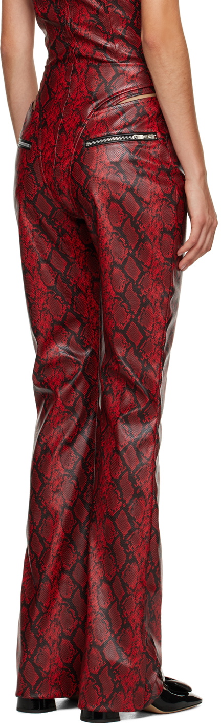 Puppets and Puppets Red and Black Cutout Faux-Leather Trousers