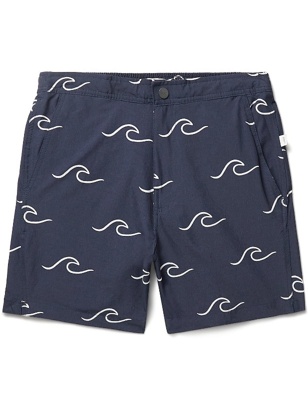 Photo: Onia - Calder Mid-Length Printed Swim Shorts - Blue