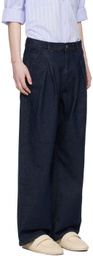 AFTER PRAY Navy Pleated Jeans