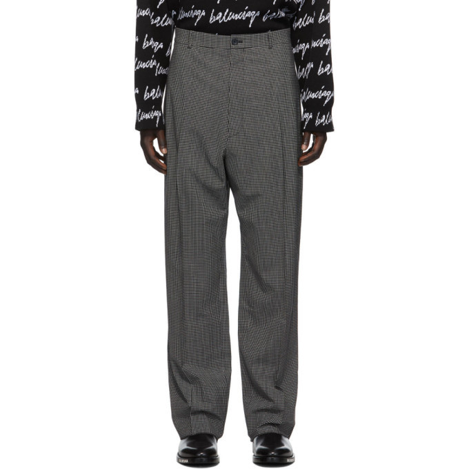 Photo: Balenciaga Black and White Check Baggy Trousers