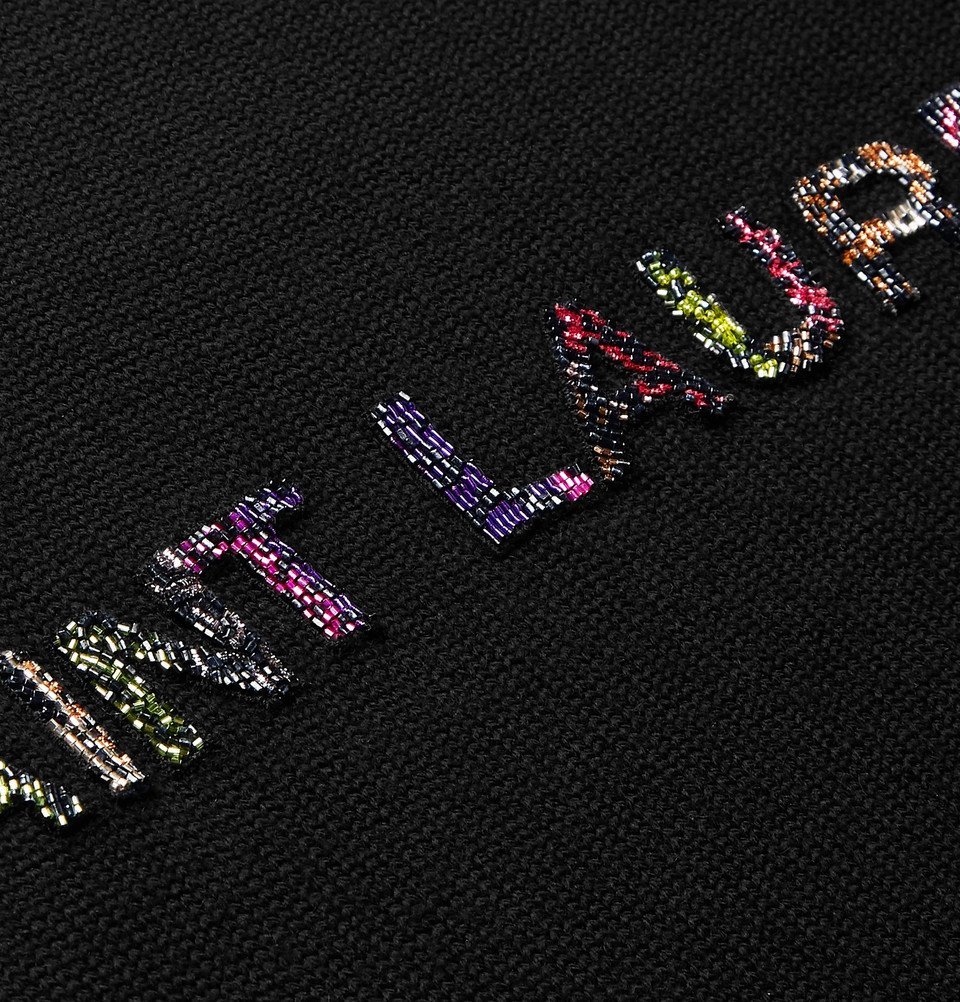 Saint Laurent - Logo-Embellished Wool Sweater - Men - Black