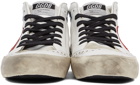 Golden Goose White & Red Mid Star Sneakers
