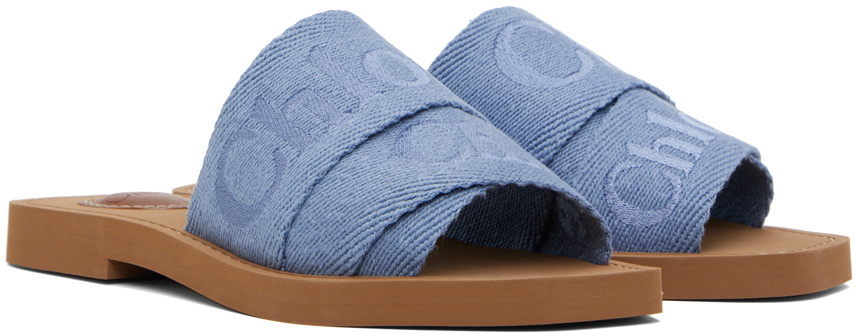 シューズ・サンダルその他 CHLOE Woman Flat sandals Blue 1 CHC23U188EF 33B Chloé Blue Woody Sandals Chloe