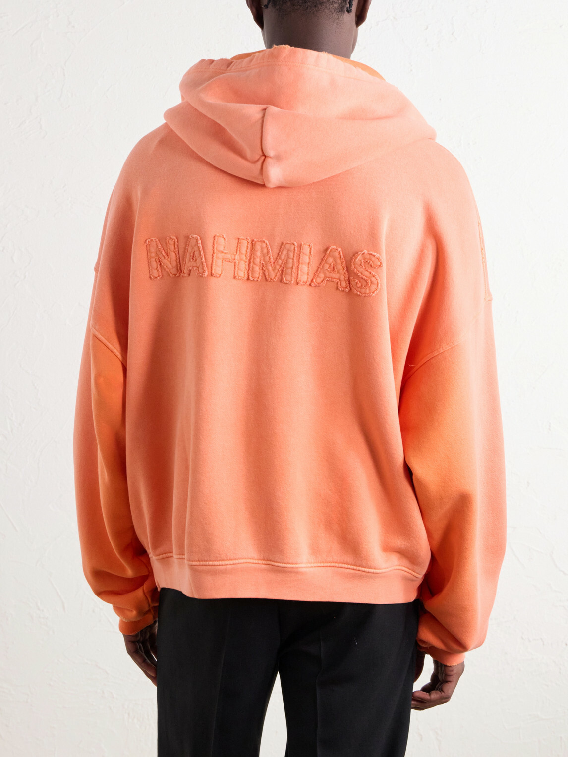 NAHMIAS - Distressed Cotton-Jersey Zip-Up Hoodie - Orange