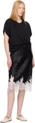 3.1 Phillip Lim Black Draped T-Shirt Slip Combo Midi Dress