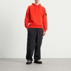 Stone Island Men's Organic Cotton Fleece Popover Hoodie in Scarlet