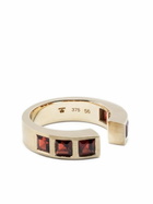 Tom Wood Gold-Tone Gate Square Garnet Ring