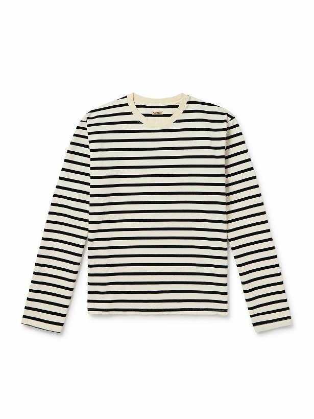 Photo: KAPITAL - Printed Striped Cotton-Jersey T-Shirt - Black