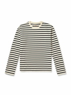 KAPITAL - Printed Striped Cotton-Jersey T-Shirt - Black