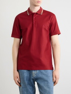 Burberry - Logo-Embroidered Checked Cotton-Piqué Polo Shirt - Red