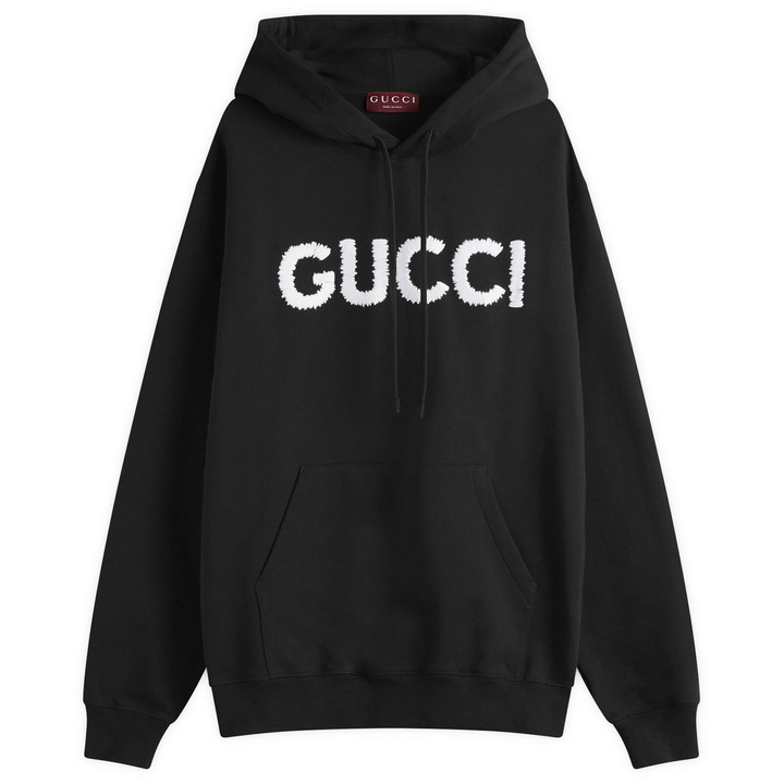 Photo: Gucci Men's Embroidered Logo Hoodie in Black
