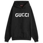 Gucci Men's Embroidered Logo Hoodie in Black
