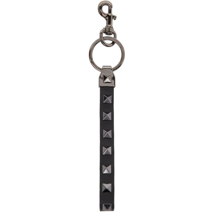 Photo: Valentino Black Valentino Garavani Leather Rockstud Keychain