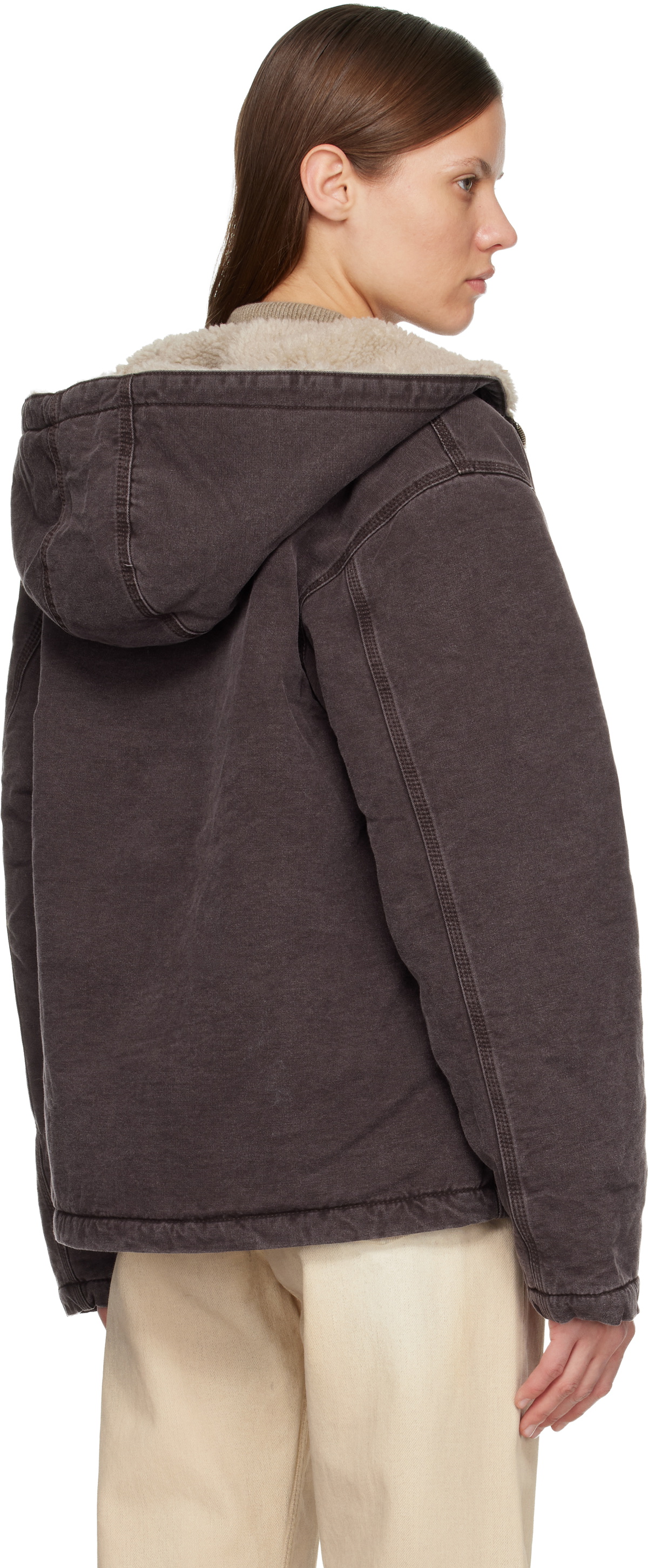 Carhartt Work In Progress Purple Hooded Mitch Bomber Jacket
