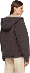Carhartt Work In Progress Purple Hooded Mitch Bomber Jacket