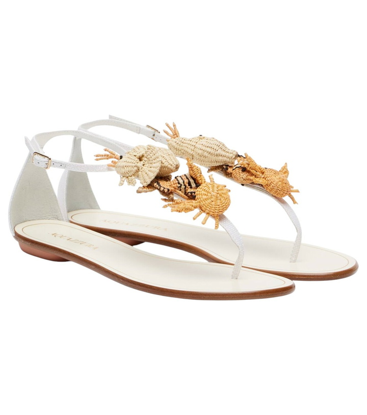 Photo: Aquazzura Marea raffia and leather thong sandals