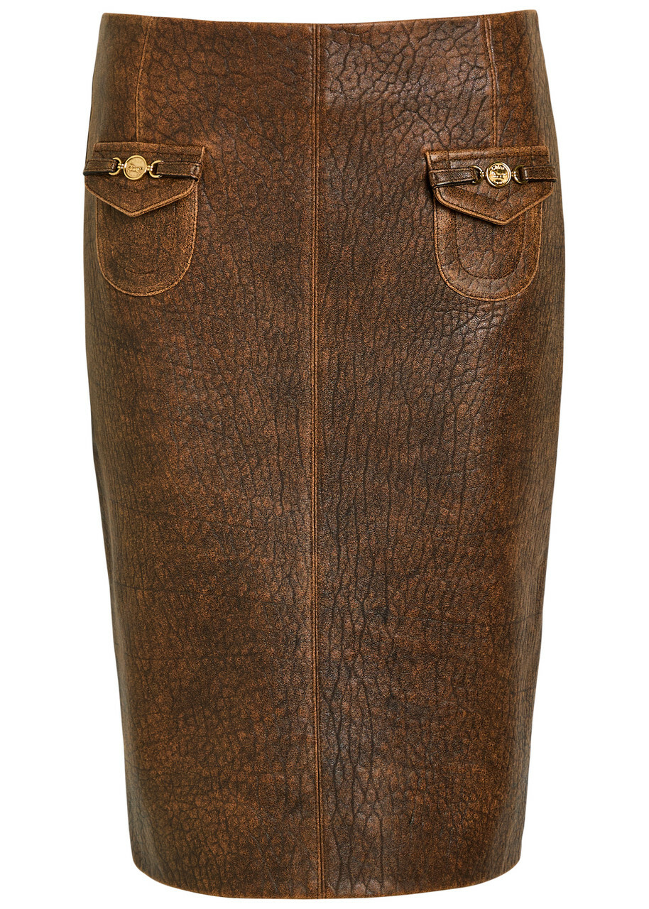 Chloe Leather Midi Skirt Brown