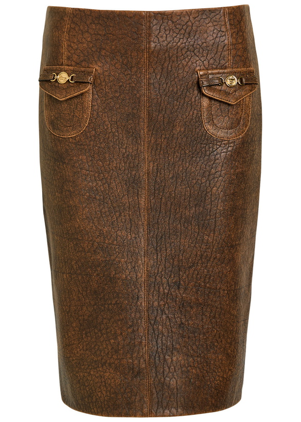 Photo: Chloe Leather Midi Skirt Brown