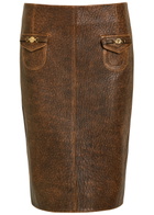 Chloe Leather Midi Skirt Brown