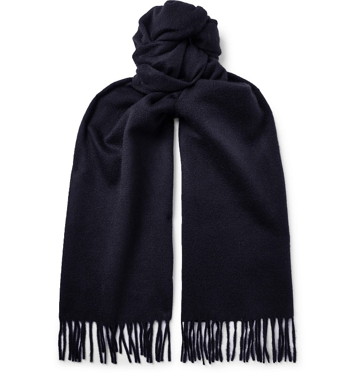 Photo: TOM FORD - Fringed Two-Tone Double-Faced Cashmere Scarf - Blue