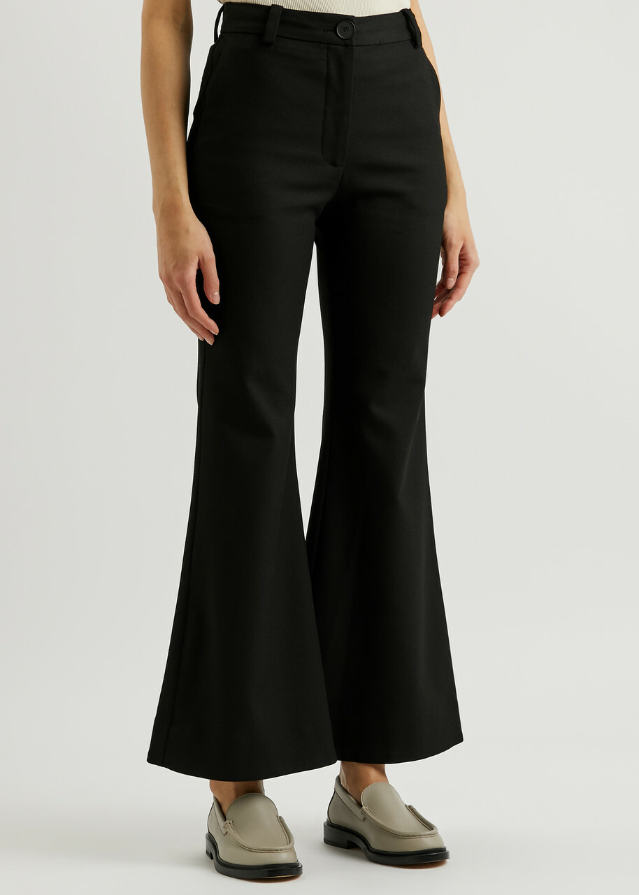 BY Malene Birger Carass Flared-leg Woven Trousers Black