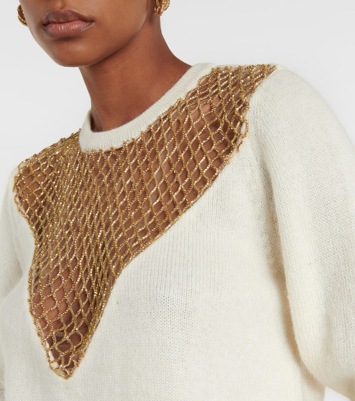 Costarellos Luna mohair-blend embellished sweater