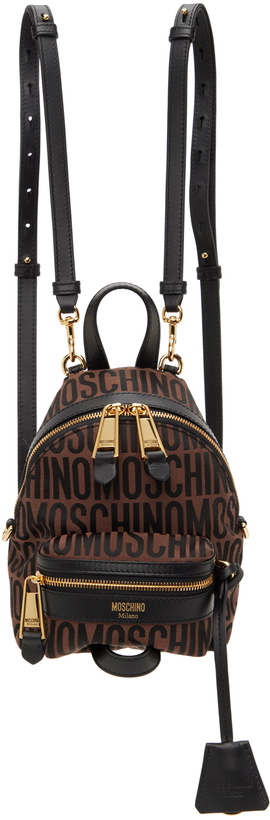 Photo: Moschino Brown All-Over Logo Backpack