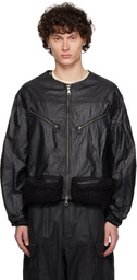 Andersson Bell Black Convex Collarless Bomber Jacket