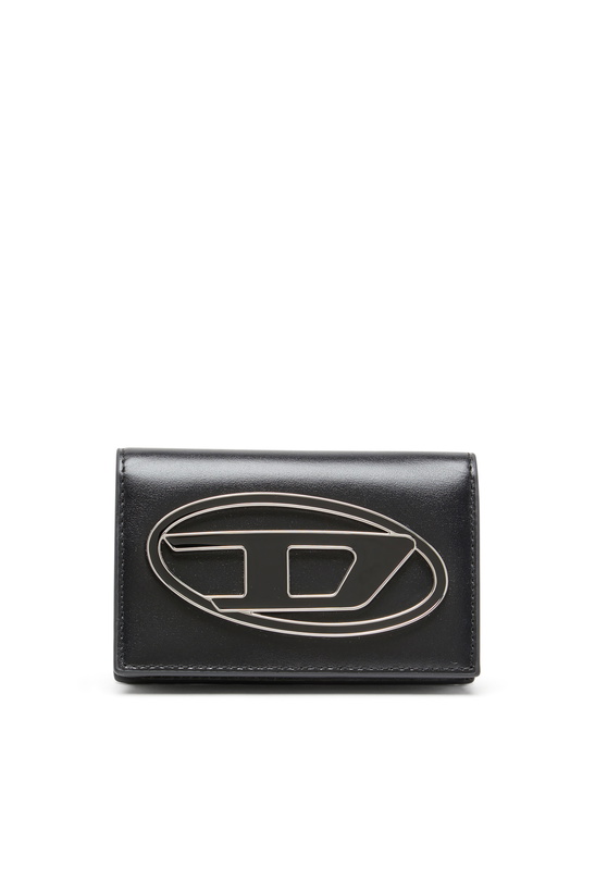 Photo: Diesel Leather card holder with enamelled Oval D - Card cases Womens in Black