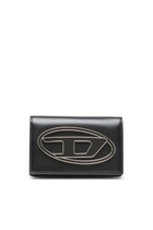 Diesel Leather card holder with enamelled Oval D - Card cases Womens in Black