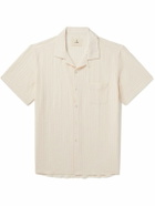 La Paz - Panama Convertible-Collar Striped Textured-Cotton Shirt - Neutrals