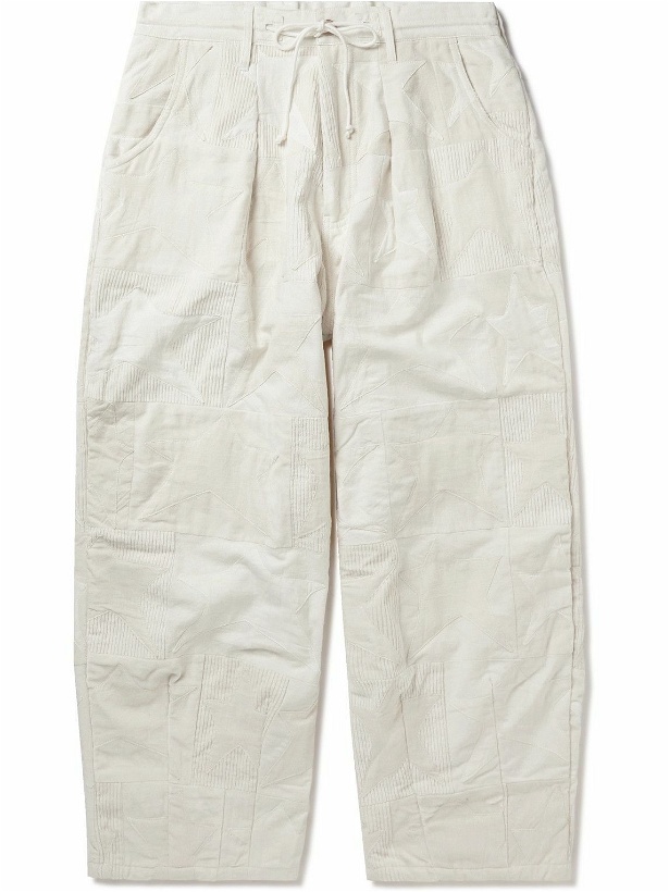 Photo: Story Mfg. - Lush Patchwork Organic Cotton Drawstring Trousers - White