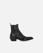 Pinko Shiny Leather Cowboy Ankle Boots Limo Black