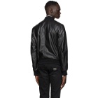 Dolce and Gabbana Black Leather Bomber Jacket