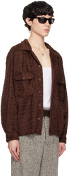 International Gallery BEAMS Brown Loop Yarn Open Collar Shirt