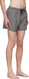 Balmain Beige & Black Monogram Swim Shorts